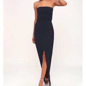 Navy Blue Strapless Dress